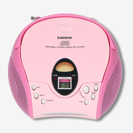 Lenco SCD-24 stereo FM-raadio CD-mängija ja teleskoopantenniga, roosa