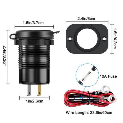 Linkstyle USB autolaadimispesa, 72W QC3.0 ja kahe PD USB C laadijaga toitepaneel lülitiga LED voltmeetriga 12V sõidukitele