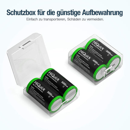HiQuick Baby C-tüüpi aku, Ni-MH laetav C-tüüpi aku, suure mahutavusega 5000mAh, 1200 tsüklit, 1,2V C-tüüpi aku (4 tk pakis)