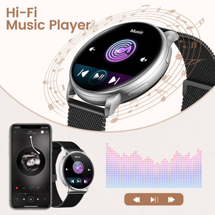RUXINGX Smartwatch Women with Phone Function 1.27" HD Full Touch Screen, Wrist Watch with SpO2 Heart Rate Monitor Menstrual Cycle Sleep Monitor Pedometer Fitness Tracker IP68 iOS Android Black Silver