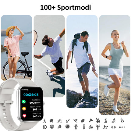 Blackview Smartwatch Men Women with Phone Function (Make/Receive Calls)/Message Reminder, Sports Watch with 100+ Sports Modes, Fitness Watch, Heart Rate Sleep Monitor, Pedometer, Smart Watch for Android iOS
