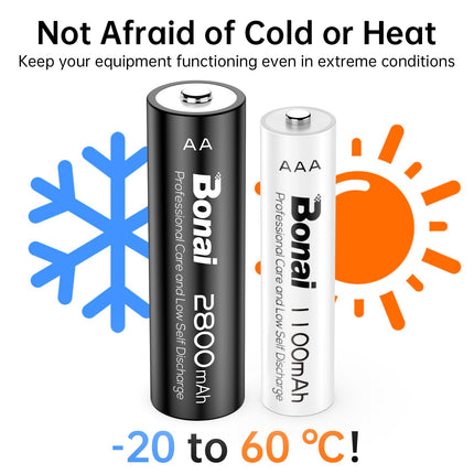 BONAI AA AAA 2800/1100mAh 24 tk laetavaid akuid, suure mahutavusega 1,2 V AA/AAA aku, NI-MH laetavad akud, HR6/HR03 laetav aku, madal isetühjenemine