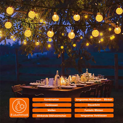 SALCAR Solar Fairy Lights Outdoor 60 LED, 15M, 8 Modes IP44 Waterproof Crystal Balls Outdoor for Garden, Patio, Balcony, Wedding - Warm White, Warm White
