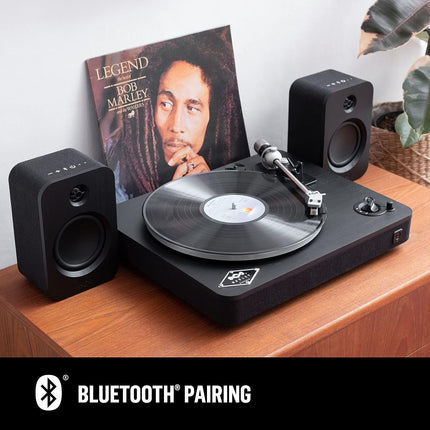 House of Marley Stir It Up juhtmevaba plaadimängija Bluetoothiga - jätkusuutlikult valmistatud plaadimängija, 33/45 RPM vinüülplaadimängija eelvõimendiga, Audio-Technica helipea, must