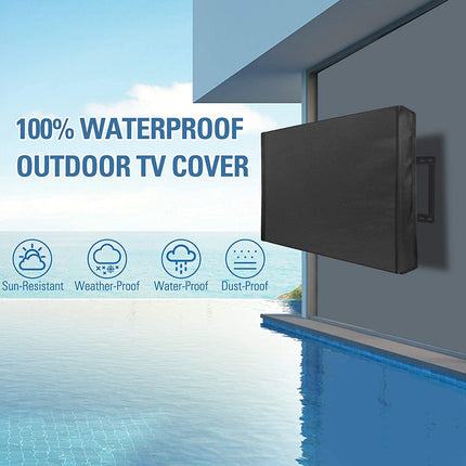 Outdoor TV Cover with Clear Front COOSOO TV Cover Waterproof Universal Protector for LCD LED Plasma TVs with Remote Control Pocket, Suitable for 46-48 inch TVs