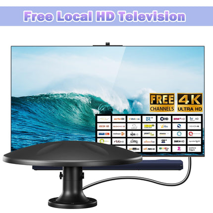 DVBT2 antenn - haagissuvila antenn - DVBT2 antenn võimendiga, sobib ideaalselt matkaautodele, haagissuvilatele, veoautodele, matkaautodele ja paatidele - 10-meetrine kaabel, toetab 4K HD kanaleid, nutikat VHF/UHF/DAB