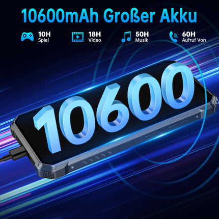 OUKITEL WP28S (2025) Outdoor Smartphone Android 14-10600mAh Outdoor Mobile Phone Without Contract, 16GB + 128GB /1TB, 6.52" Smartphone Waterproof IP68, Dual 4G SIM/NFC/GPS/OTG/Face ID - Orange