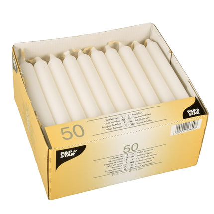 PAPSTAR õhtusöögiküünlad/13800 Ø 21 mm valged sisu 50