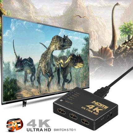 HDMI-lüliti | HDMI-lüliti 4K | HDMI-jaotur 1 kuni 3 koos 4K/1080P/3D-toega Xbox/PS3/PS4/TV/Roku/Fire TV/Blu-Ray DVD-mängija jaoks (5 x sisendit / 1 x väljundit)
