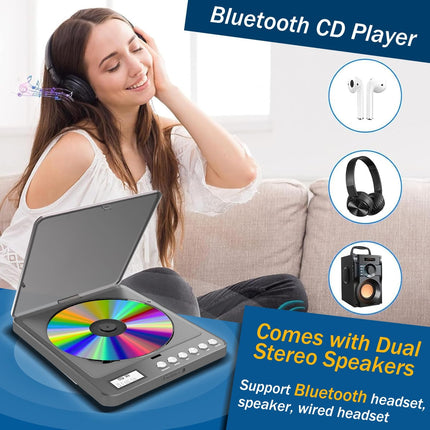 Kaasaskantav CD-mängija Bluetooth kõrvaklappidega, laetav CD-mängija kõlari ja FM-saatjaga, 2000mAh liitiumakuga, kaasaskantav CD-mängija täiskasvanutele, õpilastele ja lastele
