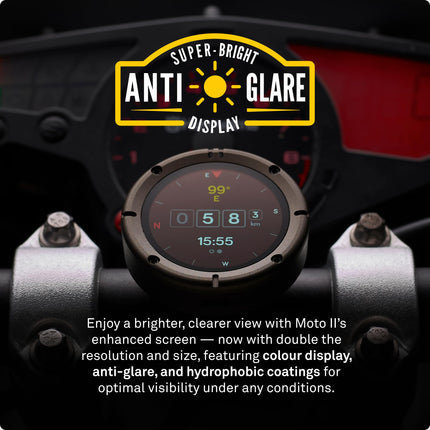Beeline Moto II - mootorratta navigatsiooniseade | Globaalne navigatsioon | Minikaardi liides | 14-tunnine aku tööiga | IP67 vee- ja löögikindel | USB-C laadimine rihmakinnitusega