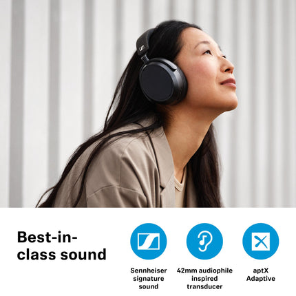 Sennheiser MOMENTUM 4 juhtmevabad Bluetooth-kõrvaklapid - adaptiivse mürasummutusega kristallselgete kõnede jaoks - 60 tundi aku tööiga - kohandatav heli, kerged ja kokkupandavad - mustad