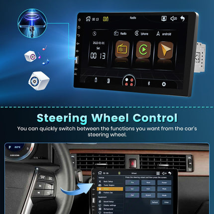 Ohraido CarPlay 1 DIN autoraadio 9-tollise puutetundliku ekraaniga, 1 DIN autoraadio Android Auto raadioga, FM AM USB SWC Mirror Link autoraadio tahavaatekaamera ja mikrofoniga