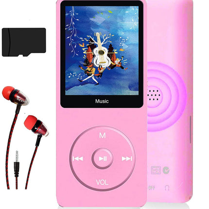 MP3 player, music player with 16GB Micro SD card, ultra slim music player with built-in speaker, photo viewer, video play, FM radio, voice recorder, e-book reader