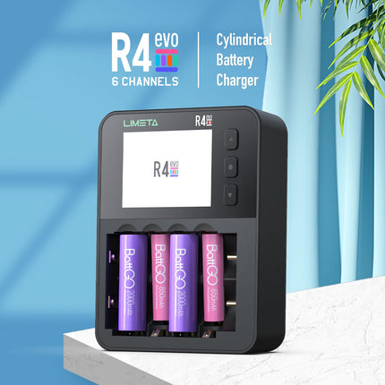 LIMETA 18650 battery charger - Universal 6-slot fast charger for AA, AAA, lithium, lithium-ion, LiFePO4, nickel-metal hydride rechargeable batteries, with USB cable LCD display rechargeable charger