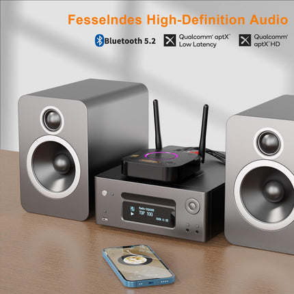 1Mii B06Ultra Bluetooth 5.2 vastuvõtja LDAC Hi-Res heli jaoks, HiFi Bluetooth-heli adapter Audiophile DAC-i, 3D ruumilise heli, aptX HD ja madala latentsusega vastuvõtja stereosüsteemile, optiline 3,5 mm RCA AUX
