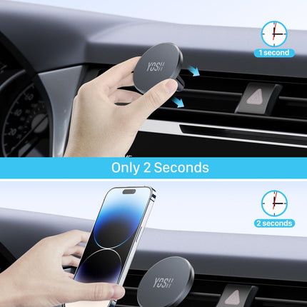 YOSH Mag-Safe autokinnitus, mobiiltelefonihoidik N52 magnetiga, ülistabiilne ventilatsiooniga autokinnitus, magnetiline telefonihoidik ainult autosse iPhone 16-12 seeriale, ilma metallplaadita, hõbedane
