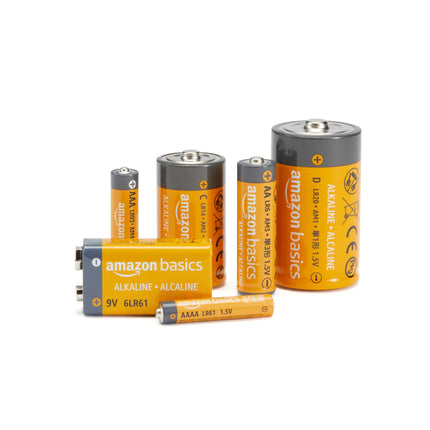 Amazon Basicsi leelispatareid, 9 V, 9 V/6LR61, 5-aastane säilivusaeg, suitsu-/CO-detektoritele, elektroonikale ja heliseadmetele, 24 tk