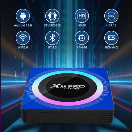 Android 13.0 teleriboks, Android Box 4GB RAM 64GB ROM RK3528 neljatuumaline 64-bitine Cortex-A53, Android TV Box toetab 2.4/5.0GHz WiFi6 BT5.0 HD 8K HDMI 2.0