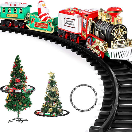 Shatchi Christmas Train Set, Around the Tree, Christmas Decoration, Festive Lights and Sounds, One Size