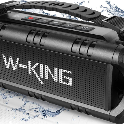 W-KING Bluetooth Speaker, (60W Max) 30W Portable Music Box Bluetooth Outdoor, IPX6 Waterproof Bluetooth Box Wireless Speaker Small with Rich Bass, 24H Playtime, TF Card, USB Stick, AUX