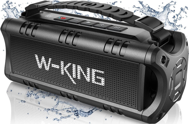 W-KING Bluetooth Speaker, (60W Max) 30W Portable Music Box Bluetooth Outdoor, IPX6 Waterproof Bluetooth Box Wireless Speaker Small with Rich Bass, 24H Playtime, TF Card, USB Stick, AUX