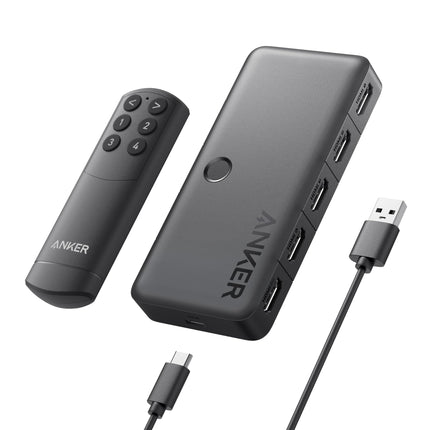 Anker HDMI-lüliti, kahesuunaline 4K sagedusel 60Hz, 4-ühes metallist jaotur LED-indikaatoritega, toetab 3D, HDR, Dolby, DTS, ühildub Xboxi, PS5, Roku, TV Sticki, projektori jne-ga.