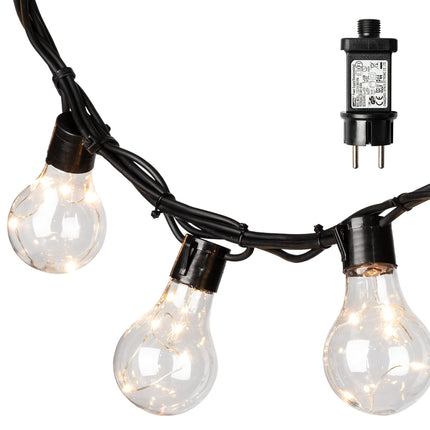 hellum LED party light chain outside, light chain light bulbs warm white with 10 lamps, illuminated length 4.5m, 59 lm party lighting room garden balcony party indoor and outdoor 577884