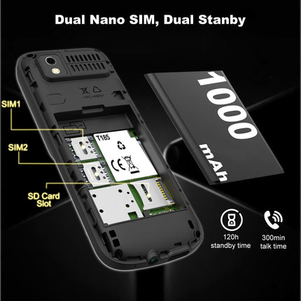 ukuu 4G seenioride mobiiltelefon ilma lepinguta – suurte nuppudega mobiiltelefon pika 1000mAh aku tööeaga, 1,8-tolline värviline ekraan, pensionäride mobiiltelefon taskulambiga (must)