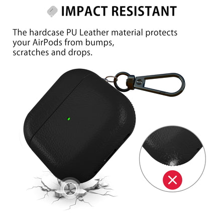MyGadget kunstnahast ümbris, mis ühildub Airpods 4-ga (2024) - ümbris [Qi-ühilduv] - vastupidav ja põrutuskindel kaitseraud karabiiniga mustas värvitoonis