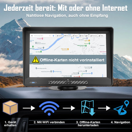 TOUTBIEN kaasaskantav Android autoraadio, 9-tolline juhtmevaba CarPlay ja Android Auto koos armatuurlauaga, 2 GB + 32 GB salvestusruumi, tsükkelsalvestus, võrgus ja võrguühenduseta navigatsioon, Bluetooth, peegli link, FM, päikesesirm