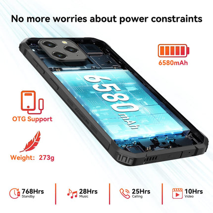 Blackview BV5300Pro Smartphone, Shatterproof, Android 12, 7GB + 64GB ROM/TF-1TB, 6580mAh Battery, 13MP + 8MP Camera, 6.1 inch HD+ Smartphone, Shatterproof, Dual SIM/Face ID/NFC/GPS/2-Year Warranty