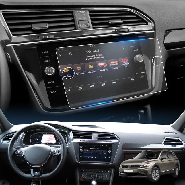 LFOTPP 8-tolline navigatsiooniga pimestamisvastane matt ekraanikaitse, mis ühildub Tiguan II MK2 GTE Allspace'iga, karastatud klaas 9H kriimustuskindel GPS-navigatsioon, sõrmejäljekindel Tiguan 2 lisatarvikud