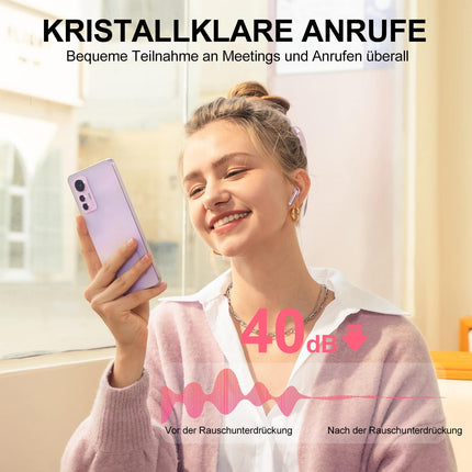 Bluetooth-kõrvaklapid, juhtmevabad Bluetooth 5.3 kõrvaklapid 4 ENC mürasummutava mikrofoniga, juhtmevabad HiFi stereokõrvaklapid, LED-ekraan, 40 tundi mänguaega, kõrvasisesed kõrvaklapid tööks, mängimiseks, sportimiseks, roosakuldne