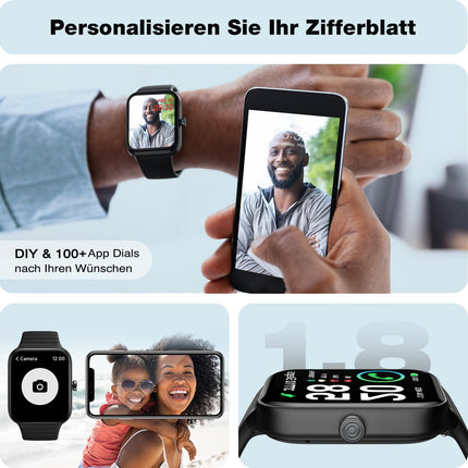 Nutikell meestele ja naistele telefonifunktsiooniga, integreeritud Alexaga - fitnessikell 100+ spordirežiimiga - 1,8-tolline käekell ja IP68, sammulugejaga kell Androidile ja iOS-ile koos pulsimõõtjaga, SpO2, stressi ja une jälgimisega