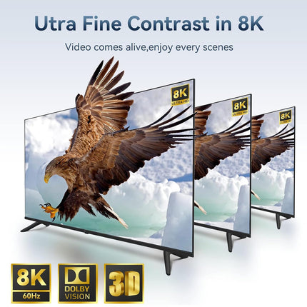 HDMI 2.1 jaotur 1 sisend 2 väljundit 4K 120Hz 8K 60Hz koos heliga, BolAAzuL 1x2 HDMI jaotur 1-2 monitorile, dubleerib samaaegselt, toitega, ühenda ja mängi, null latentsus, HDCP 2.3 HDR PS5/Xbox/PC/TV jaoks
