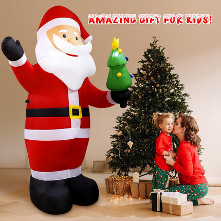 Vintoney 8FT/244cm Christmas Inflatable Santa Claus Inflatable Rotating LED Light Garden Decoration Inflatable Indoor and Outdoor Upgraded Santa Claus Christmas Decoration