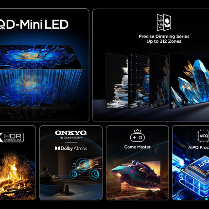 TCL 55C61KS 55-tolline QD-Mini LED-teler, 4K UHD, nutikas Google TV Dolby Atmosega, Onkyo 2.1 helisüsteem, Game Master