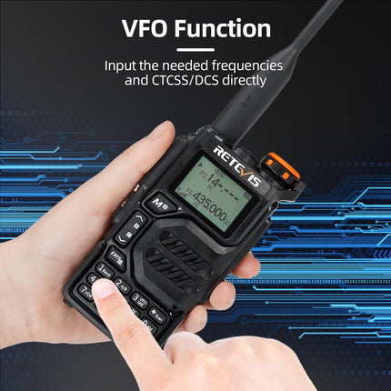 Retevis RA79 kahesuunaline raadiosaatja, mitme sagedusribaga amatöörraadio, 2m/70cm/AM, VFO/CPS/Chirp, sageduse koopia, 1400 mAh akuga amatöörraadio jahipidamiseks, reisimiseks, matkamiseks (1 pakk)