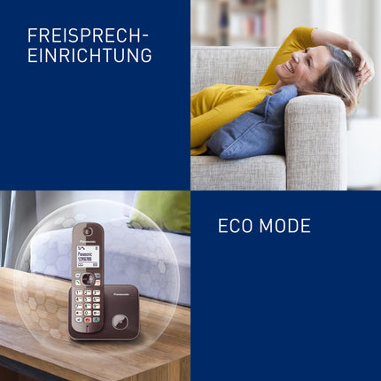 Panasonic KX-TG6851GA cordless phone (up to 1,000 phone number blocking, clear font size, loud handset, full-duplex hands-free) mocha brown