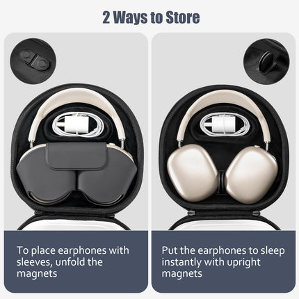 ProCase Headphone Case for the new AirPods Max, Waterproof Headphone Bag with Sleep Mode, Dustproof Carrying Case Travel Bag for AirPods Max Headphone Case - Black