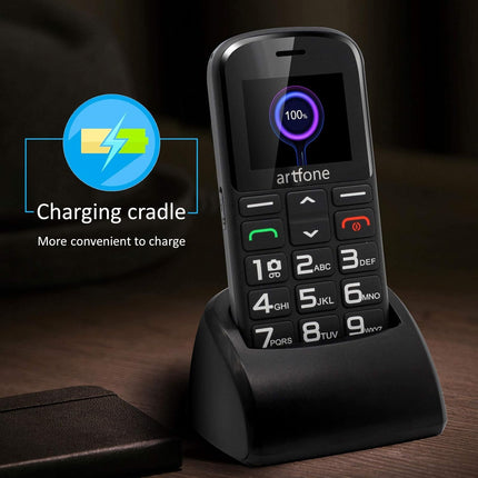 artfone 182 seenioridele mõeldud mobiiltelefon suurte nuppudega | Lepinguta seenioridele mõeldud mobiiltelefon | GSM kahe SIM-kaardiga mobiiltelefon seenioridele hädaabikõne nupuga | 1,77-tolline seenioridele mõeldud mobiiltelefon | 1400 mAh