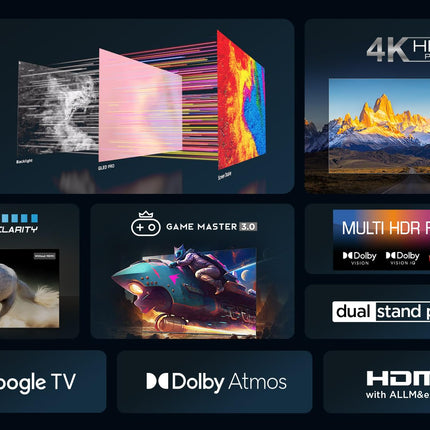 TCL 65-tolline QLED-teler 65T7B – 4K UHD nutitelefon Google TV, Dolby Vision ja Atmos, HDR10+, HDMI 2.1, Game Master, Bluetooth, hääljuhtimine, Chromecast