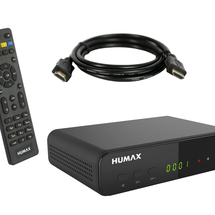 Humax HD Fox Digital HD Satellite Receiver 1080P Digital HDTV Satellite Receiver with 12V Power Supply Camping - Astra pre-installed - HDMI, SCART, DVB-S/S2 PVR Ready (incl. conecto HDMI cable)