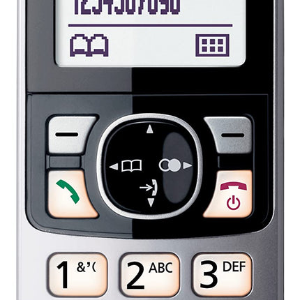 Panasonic KX-TGA685 telefonitoru (ainult lisatelefonitoru, automaatne kõneblokeerimine, käed-vabad funktsioon, häirimisrežiim, erinevad helinad, päevakava, lapsemonitor) must - hõbedane