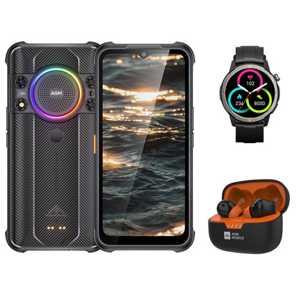AGM H5 Pro Outdoor Handy Ohne Vertrag, Android 12 Outdoor Smartphone, Helio G85 Octa Core 6 GB+128 GB, 20 MP Nachtsichtkamera, 48 MP Triple Kamera 6,52 Zoll HD + 7000 mAh Akku IP68 4G Dual SIM schwarz