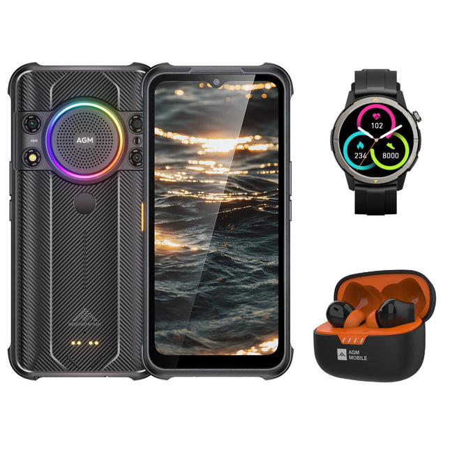 AGM H5 Pro Outdoor Handy Ohne Vertrag, Android 12 Outdoor Smartphone, Helio G85 Octa Core 6 GB+128 GB, 20 MP Nachtsichtkamera, 48 MP Triple Kamera 6,52 Zoll HD + 7000 mAh Akku IP68 4G Dual SIM schwarz