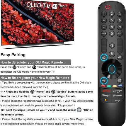 COMBLU LG nutiteleri kaugjuhtimispult häälfunktsiooni ja õhuhiirega, ühildub LG UHD OLED QNED NanoCell 4K 8K mudelitega