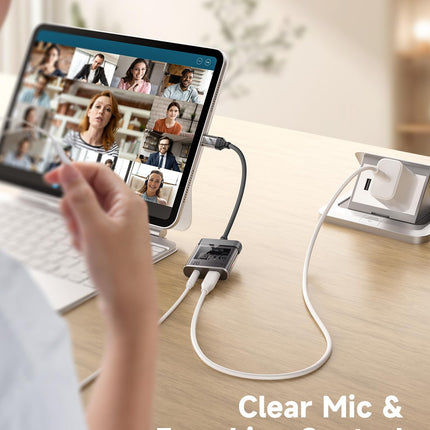 JSAUX USB C - 3,5 mm kõrvaklappide ja laadija adapter, 2-ühes C-tüüpi ja Aux-audiopesa adapter koos PD 60W kõrglahutusega 16-bitise/48 kHz heliadapteriga kõrvaklappidele, mis ühilduvad Galaxy S24/23 Ultra, Pixel 8, iPad Pro Airiga