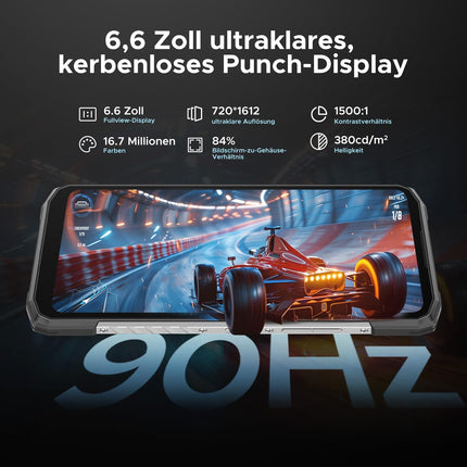 DOOGEE Blade10 Power Outdoor Handy Ohne Vertrag Android 14-10300mAh, 24GB+256GB/TF 2TB Outdoor Smartphone Wasserdicht, 50MP AI Kamera, 6.6 Zoll baustellenhandy, Drei Kartenfächer/ IP68/NFC/GPS/Face ID